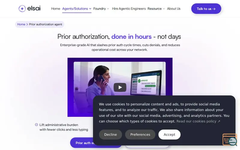 Screenshot of elsai Prior Authorization Agent