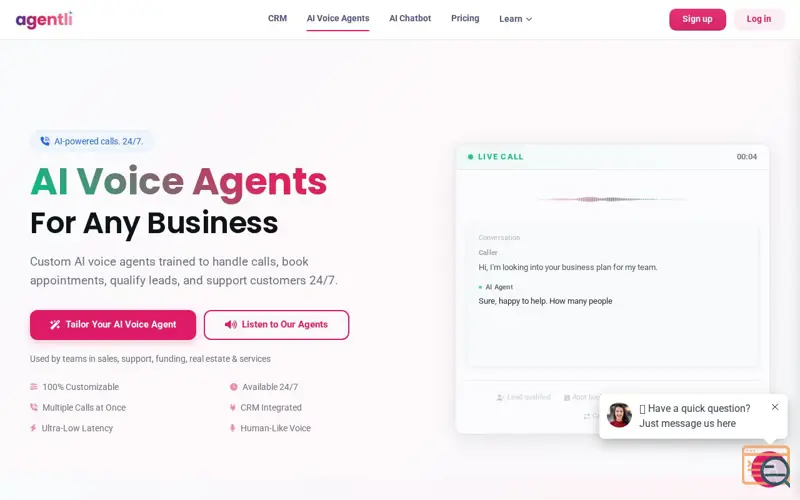 Screenshot of Agentli, a launch using Bito