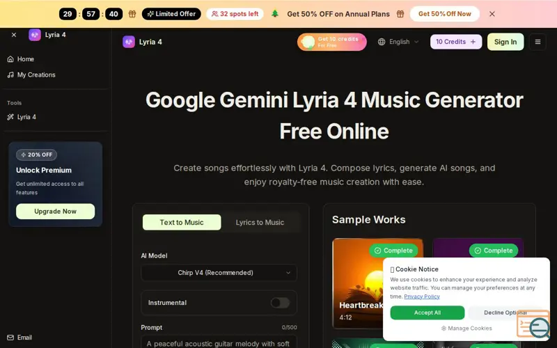 Screenshot of Lyria 4 AI Music Generator