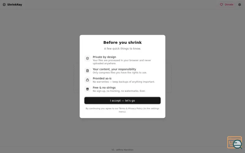 Screenshot of ShrinkRay