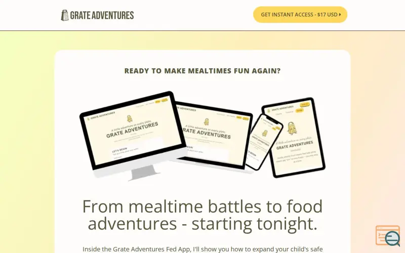 Screenshot of Grate Adventures Food Chaining App