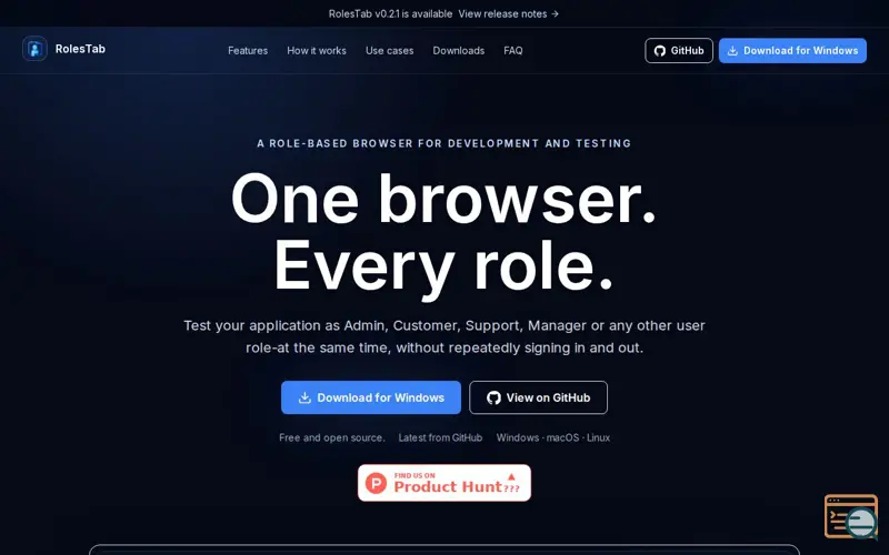 Screenshot of RolesTab