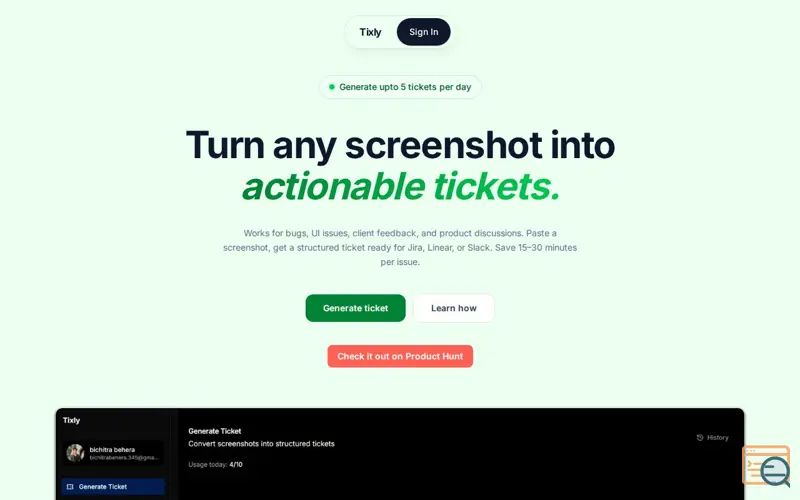 Screenshot of Tixly