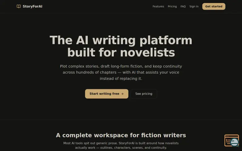 Screenshot of storyforai