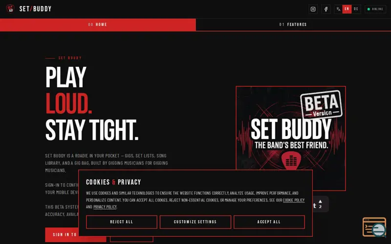 Screenshot of Set Buddy — Setlist Companion