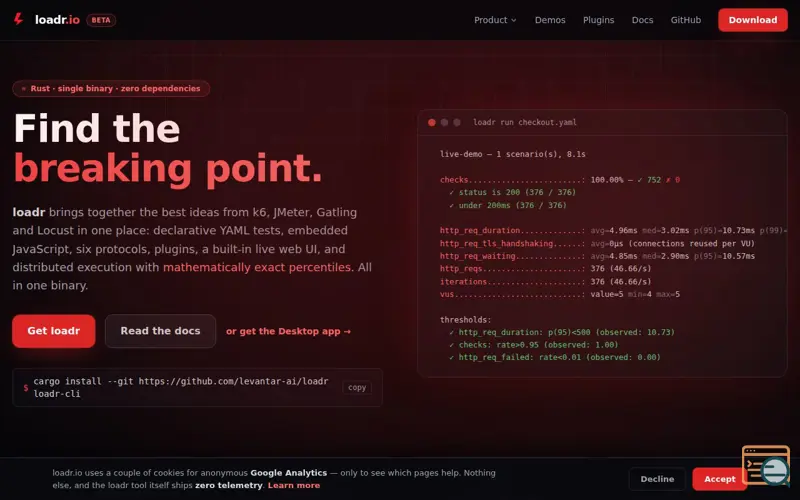 Screenshot of loadr 