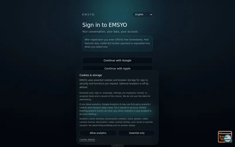 Screenshot of EMSYO