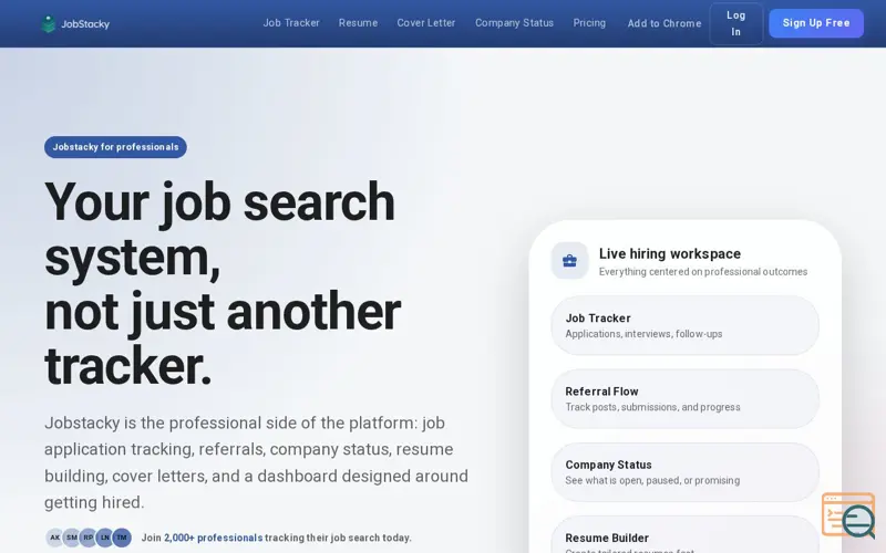 Screenshot of JobStacky