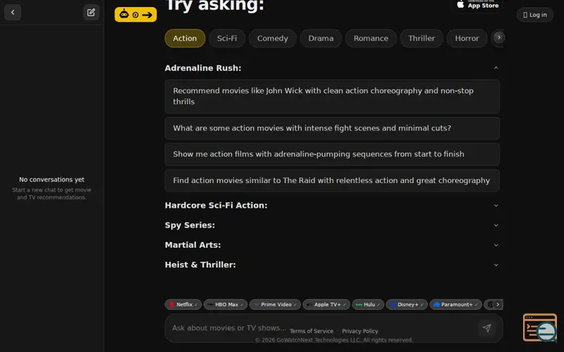 Screenshot of GoWatchNext: Discover Movie & TV with AI