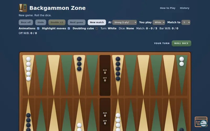 Screenshot of Backgammon Zone
