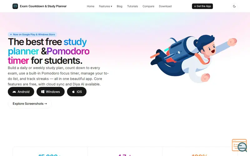 Screenshot of Exam Countdown & Study Planner, a launch using LottieFiles Player