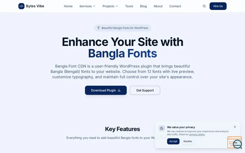 Screenshot of Bangla Font CDN