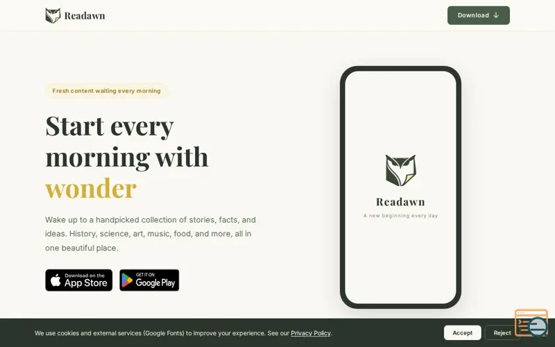 Screenshot of Readawn