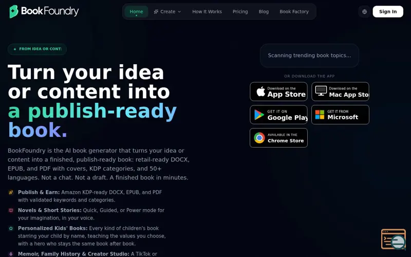 Screenshot of BookFoundry