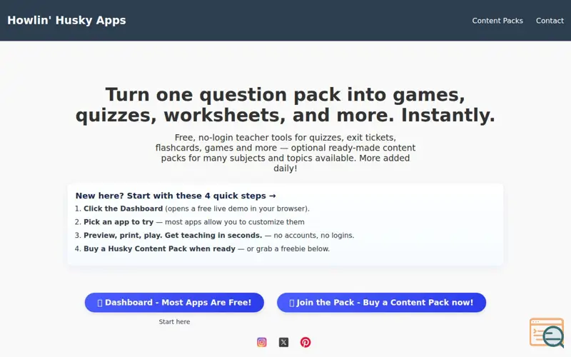 Screenshot of Husky Apps, a launch using Google Forms