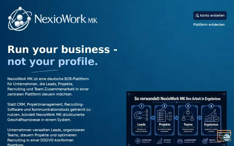 Screenshot of NexioWork MK