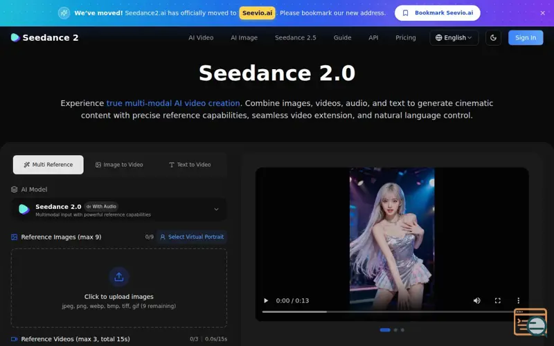 Screenshot of Seedance 2.0