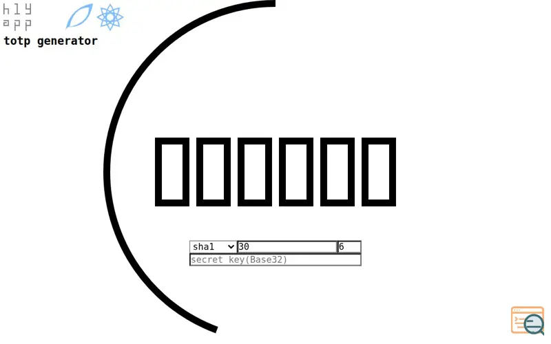 Screenshot of TOTP generator
