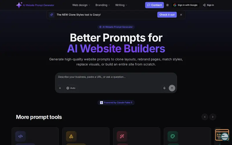 Screenshot of AI Website Prompt Generator