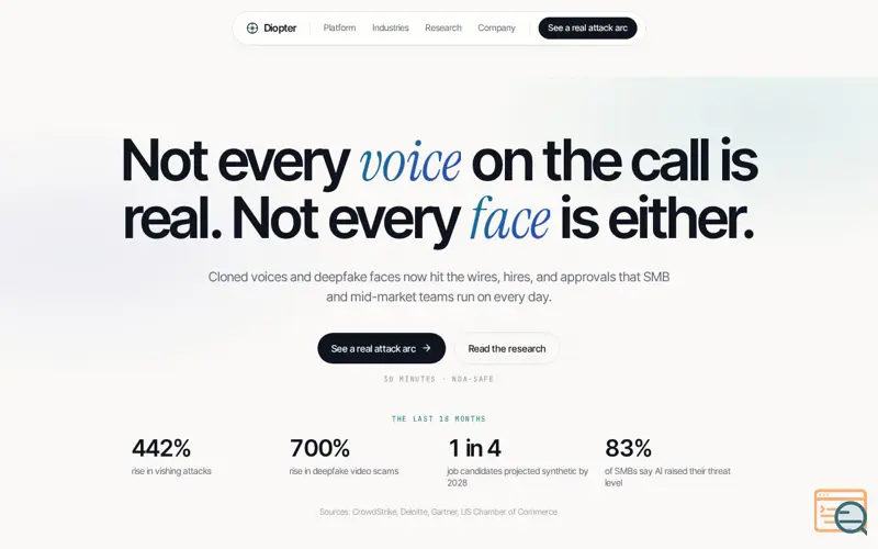 Screenshot of Diopter AI, a launch using Istio