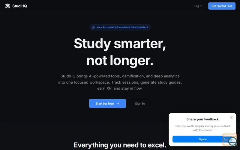 Screenshot of StudiHQ