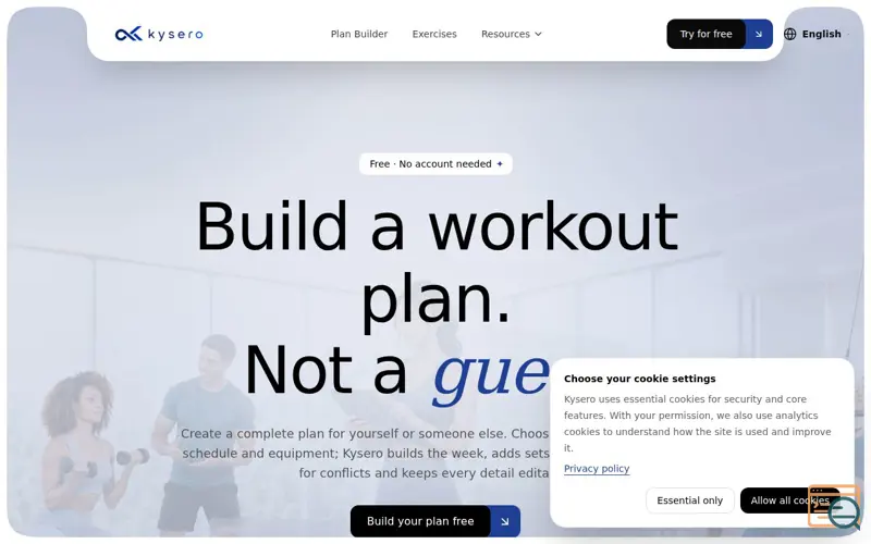 Screenshot of Free Workout Plan Builder - Editable Multi-Week Plans