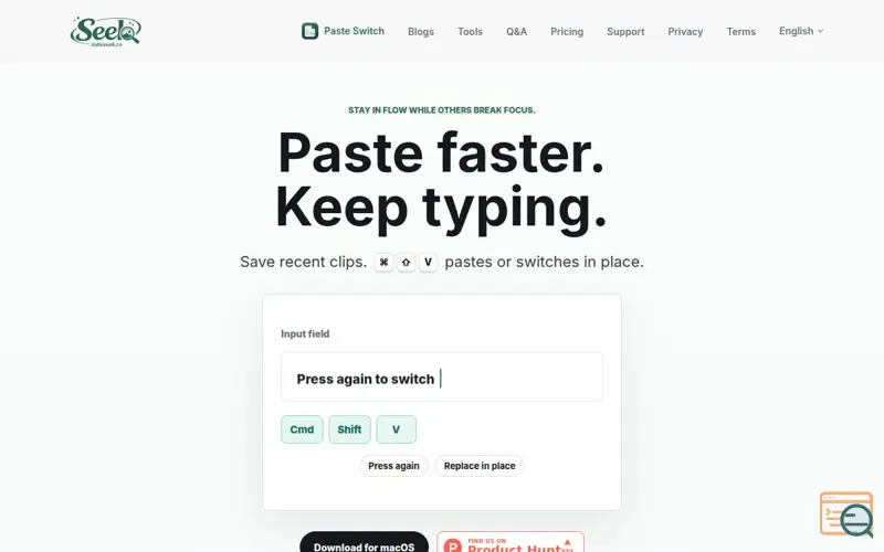 Screenshot of Paste Switch