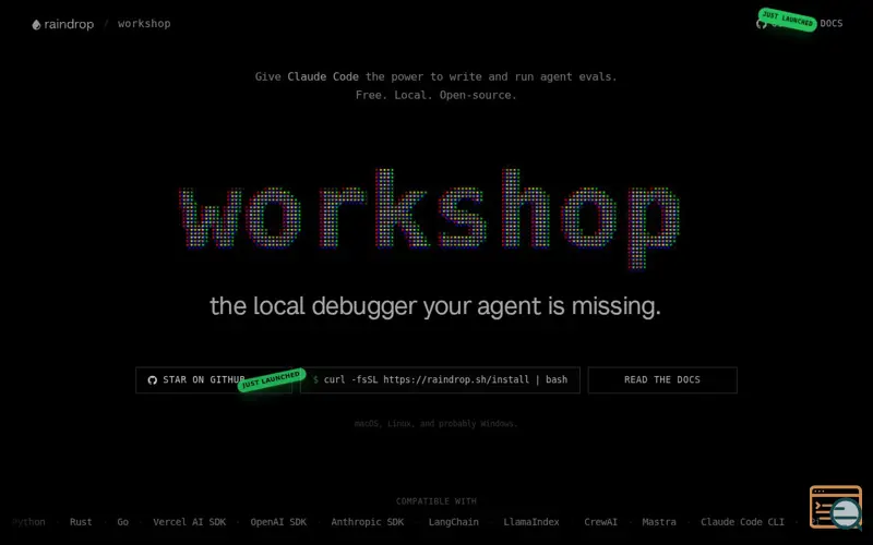 Screenshot of Raindrop Workshop