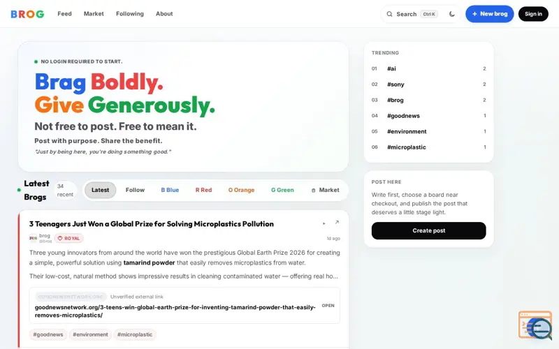 Screenshot of brog