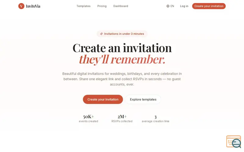 Screenshot of InviteVia