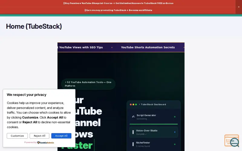 Screenshot of AI Video Studio for YouTube Creators