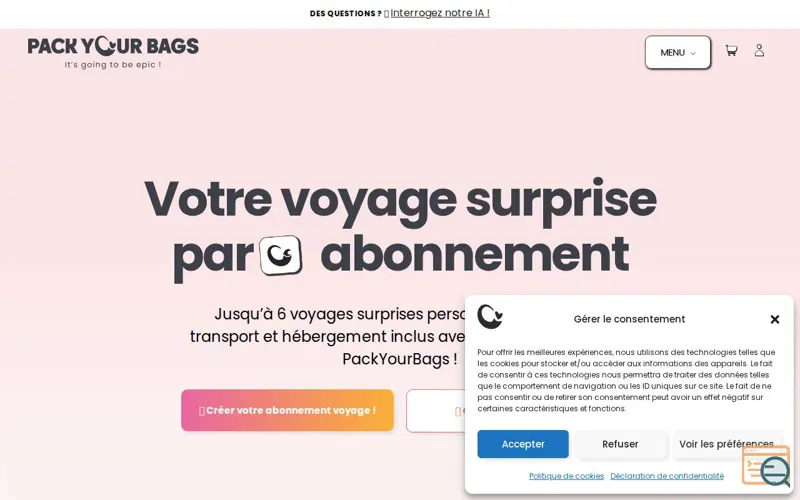 Screenshot of Pack your bags , a launch using VisibilityKit