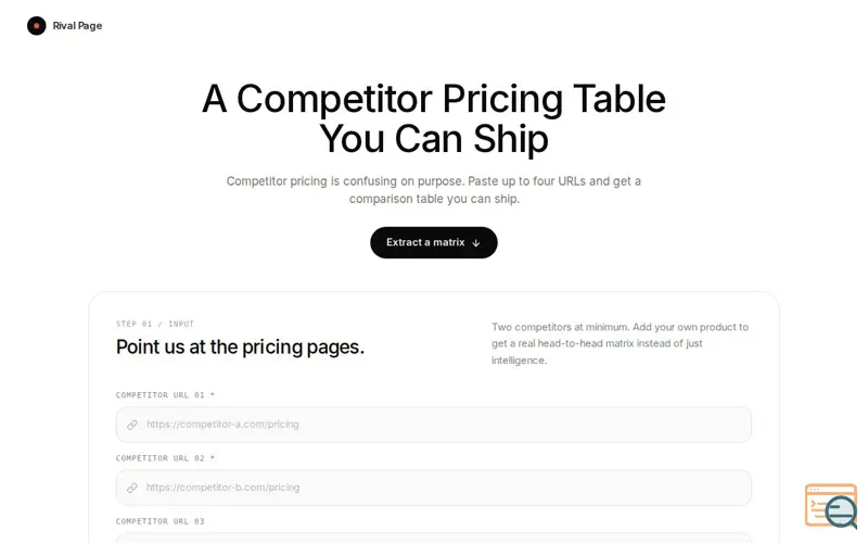 Screenshot of RivalPage