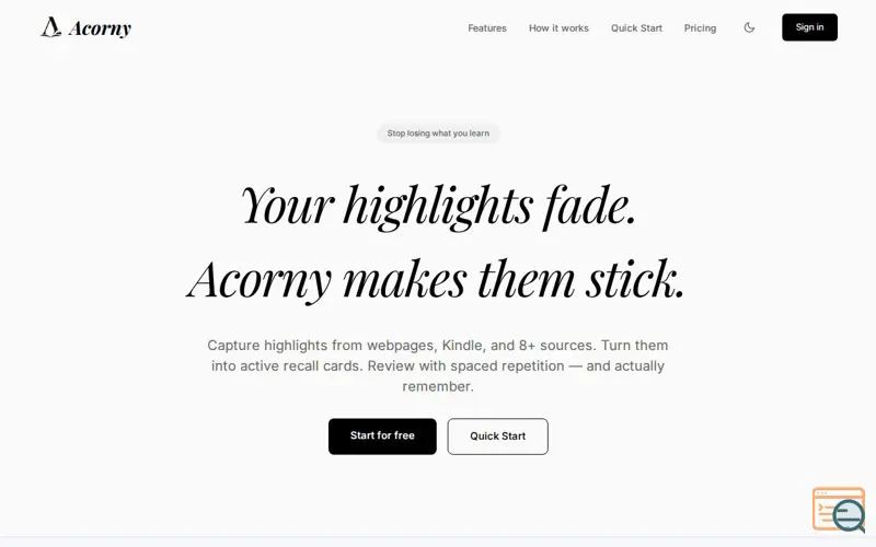 Screenshot of Acorny