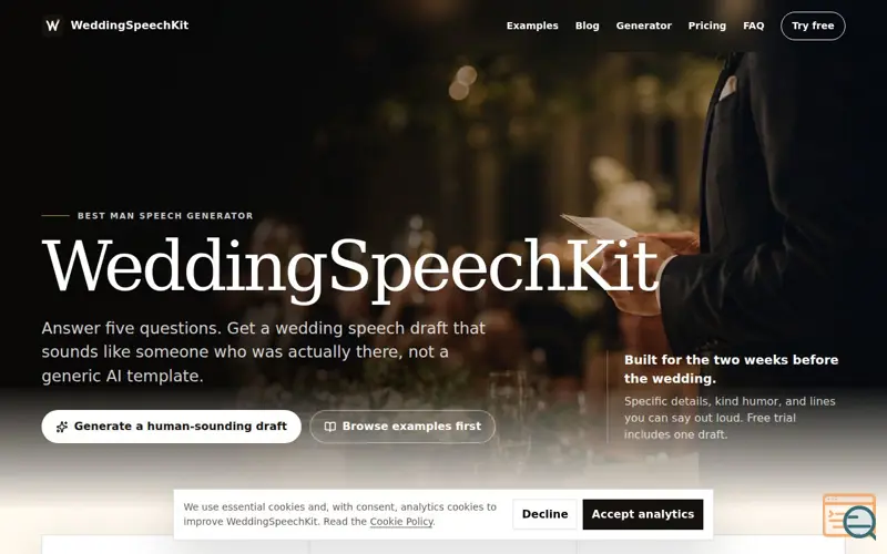 Screenshot of WeddingSpeechKit