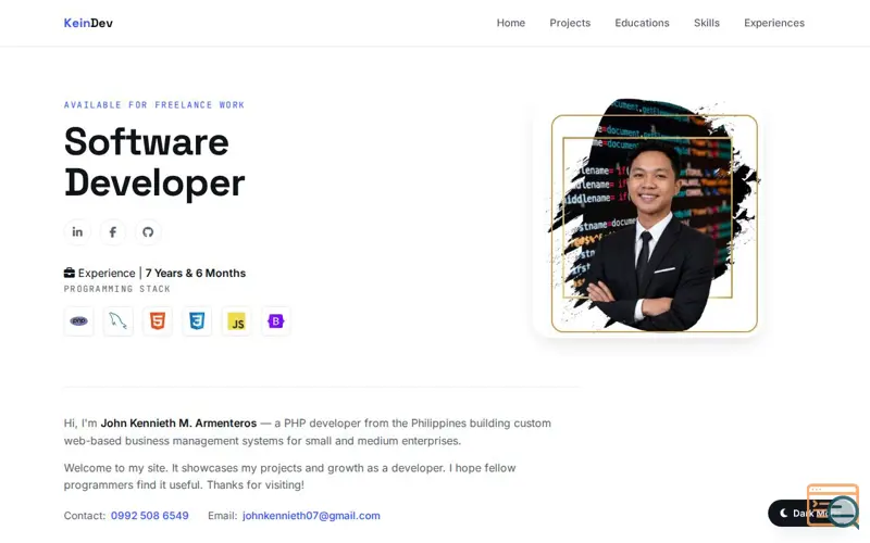 Screenshot of Kein Dev — Software Developer