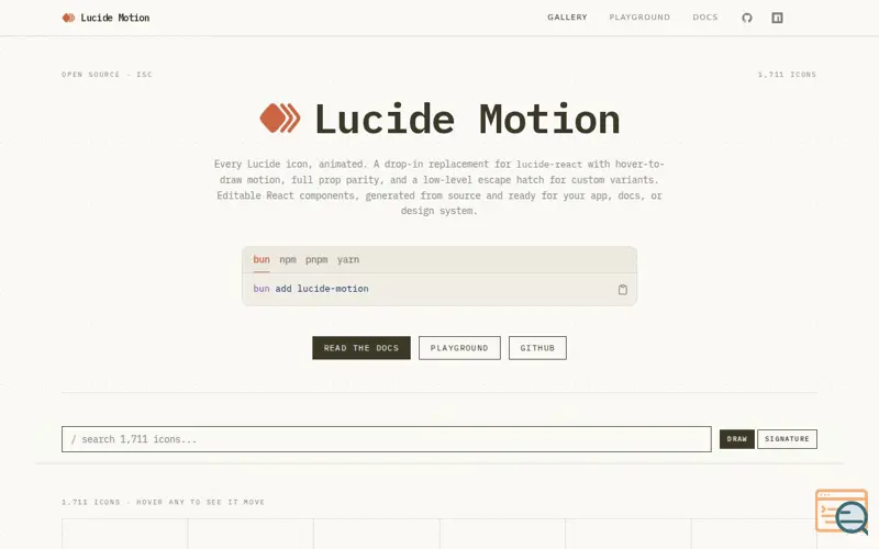 Screenshot of Lucide Motion