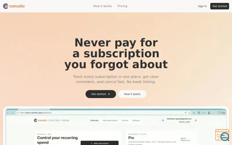 Screenshot of Cancelio