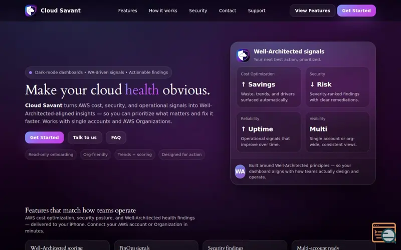 Screenshot of Cloud Savant