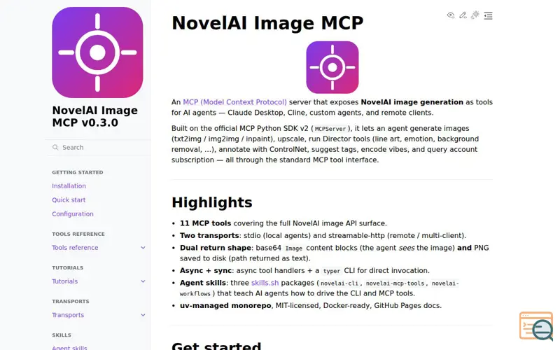 Screenshot of NovelAI Image MCP