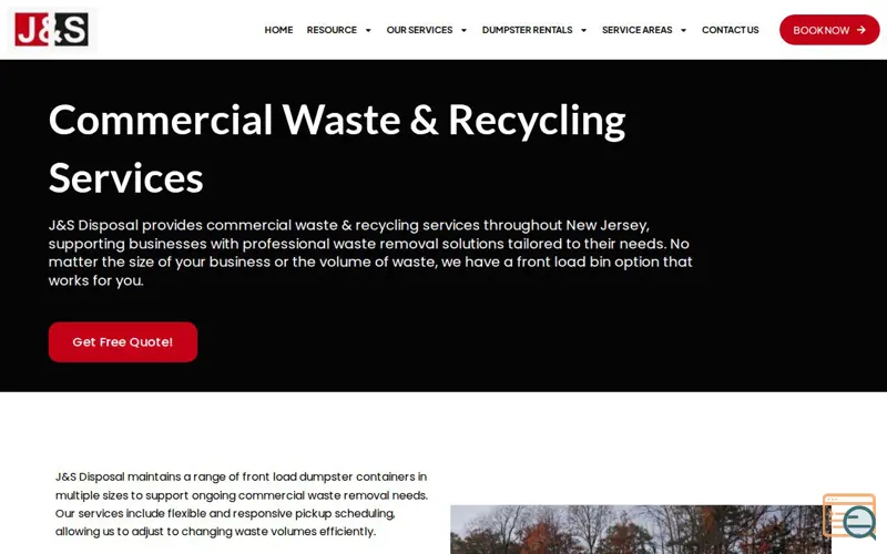 Screenshot of Front Load Dumpster Bin Services
