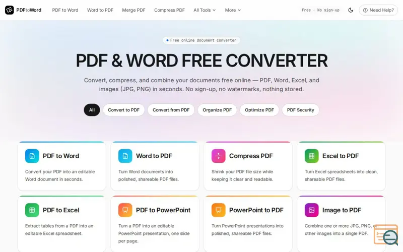 Screenshot of PDF to Word Free