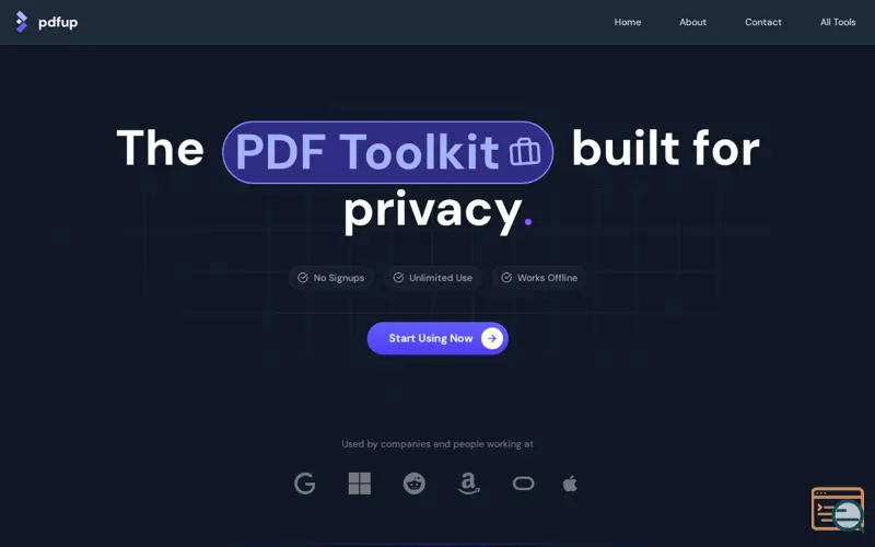 Screenshot of PDFup