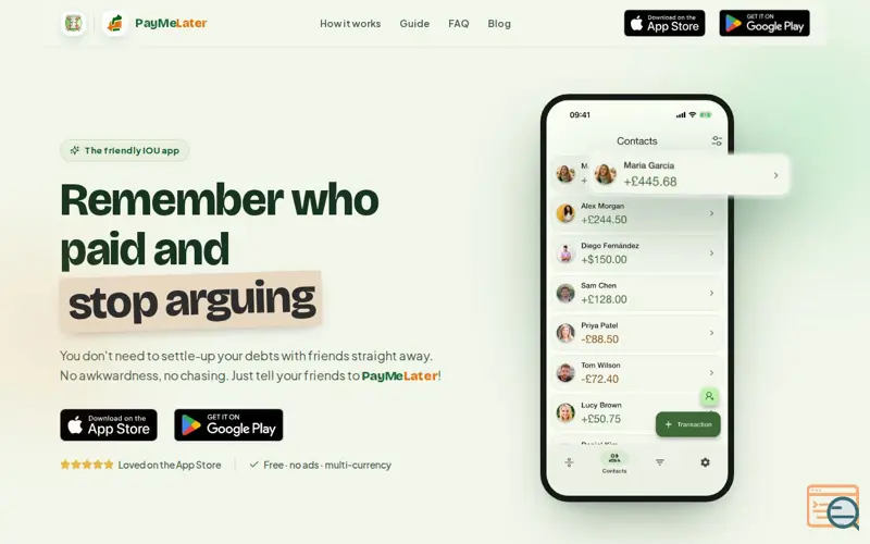 Screenshot of PayMeLater IOU Tracker + Bill Splitting