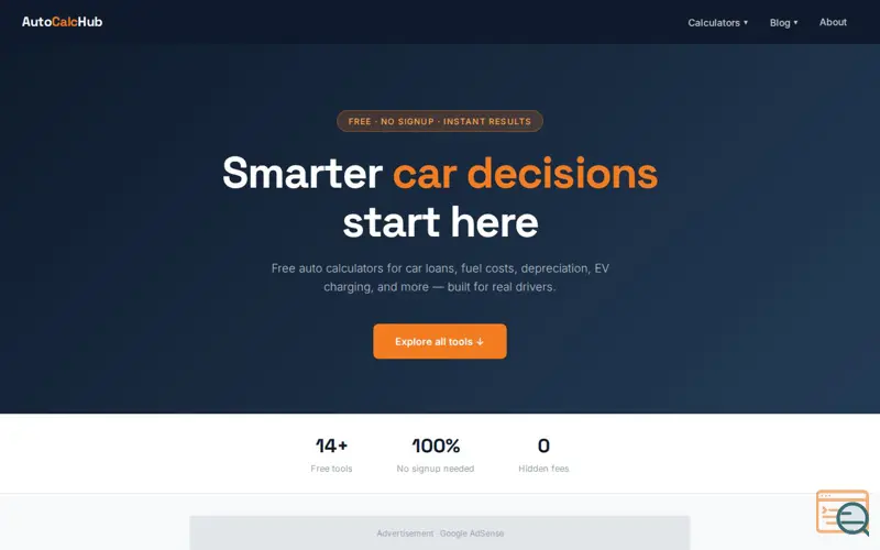 Screenshot of AutoCalcHub