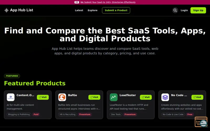 Screenshot of App Hub List