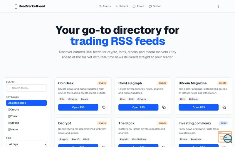 Screenshot of RealMarketFeed