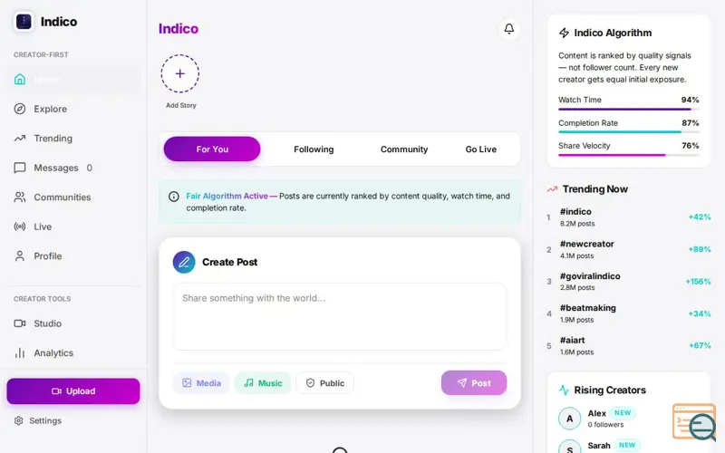 Screenshot of Indico social 