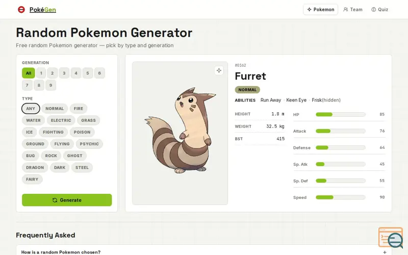 Screenshot of PokéGen