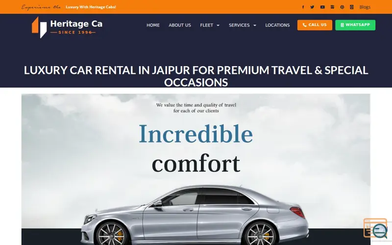 Screenshot of Heritage Cabs, a launch using SolidHosting